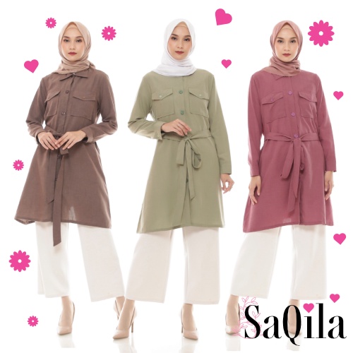 ATASAN MUSLIM CASUAL WANITA LONG TUNIK ARMY LOOK