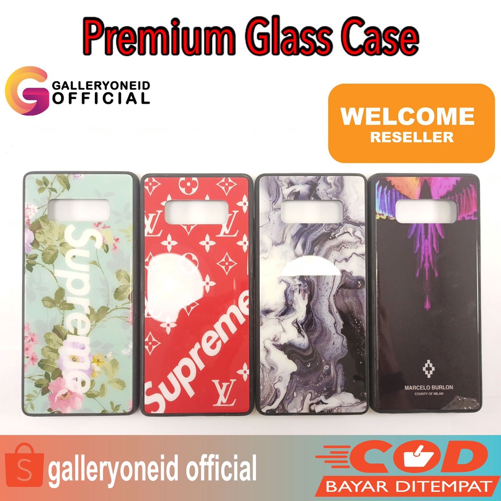 Soft Case Hp Samsung Note 8 Premium Glass Leather Casing Handphone Aksesoris Hp GALLERYONE gallery one