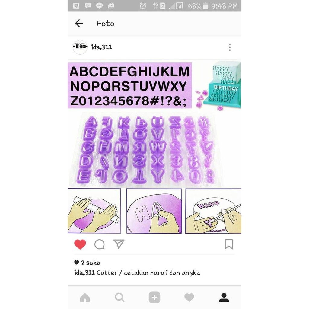 Cutter / cetakan huruf dan angka fondant agar puding jelly