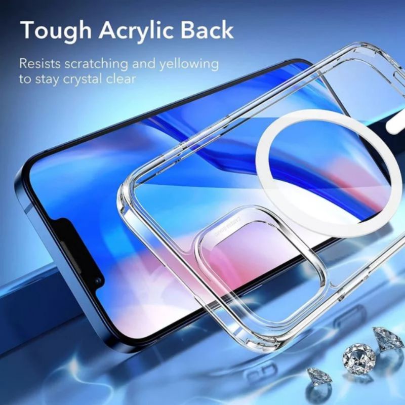 Hardcase Magsafe Iphone 13 pro max mini 13pro 13promax 13mini Clear Case Magnetic magnet Charger Charging wireless bening transparan Pelindung belakang handphone TPU