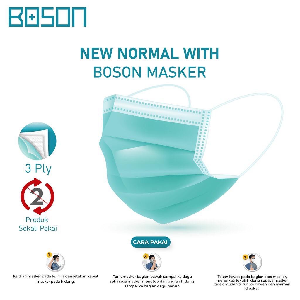 Masker Boson Erloop Tali Telinga Non Hijab / BOSON Masker Earloop 3 Ply Non-Medis