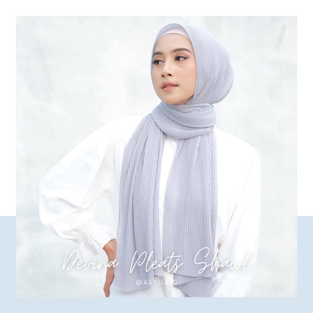 Devina Pleats Shawl/Pashmina Plisket non garis/non lipatan/Pashmina plisket full