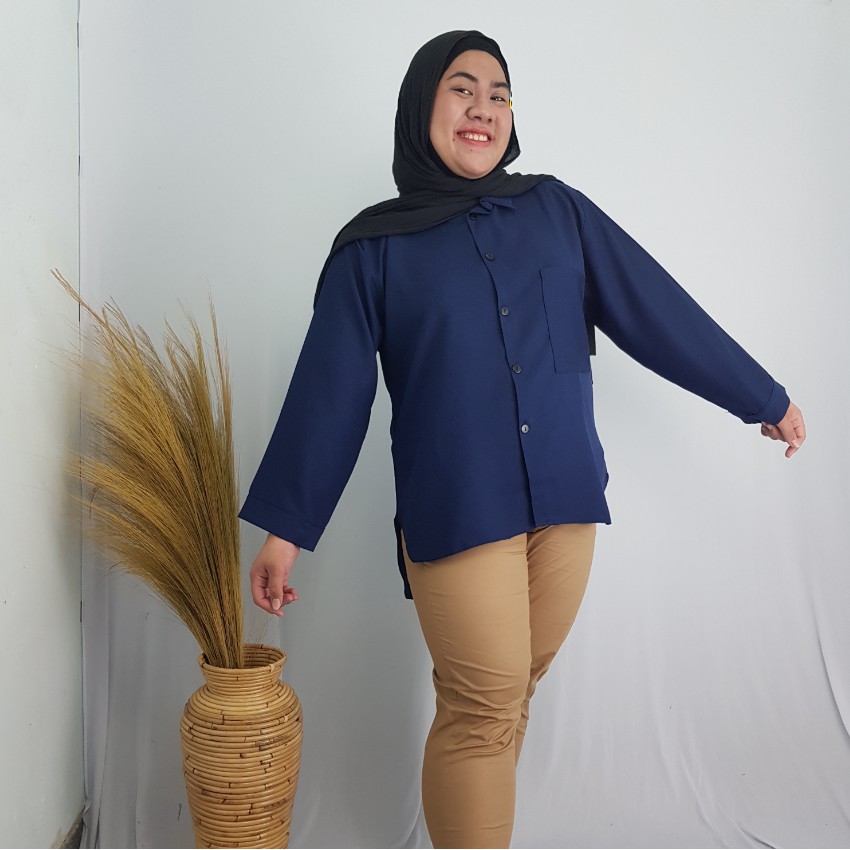 KMJUM KEMEJA SUPER JUMBO PINGUIN OVERSIZE JUMBO WANITA ATASAN BIG SIZE KOREA LD 140, 130, 120, 110 CM / BISA COD