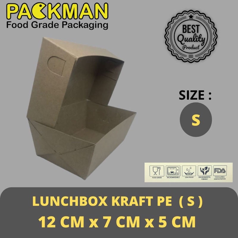 

PAPER LUNCH BOX S 12x7x5 KRAFT / FULL LAMINASI SIZE S - LUNCHBOX SMALL