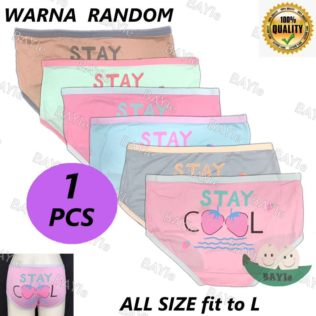 BAYIe - 1 PCS Celana Dalam/ CD Wanita Remaja WEN ROU 1536 STAY COOL / CD Perempuan Multi Colour ALL SIZE FIT TO Size L