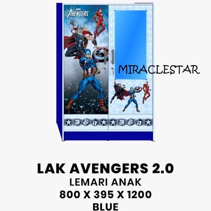 (CARGO) Olympic LAK Avenger Lemari Anak Karakter Avengers Kayu Baju Pakaian Buku
