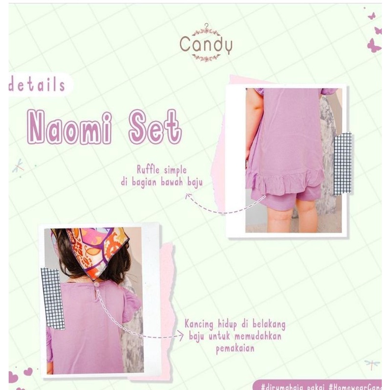 Setelan Baju Anak Perempuan Usia 1-6 Tahun | Naomi Set Homewear Lucu Warna Pink &amp; Mint | Baju Tidur Anak Cewek Lucu Nyaman