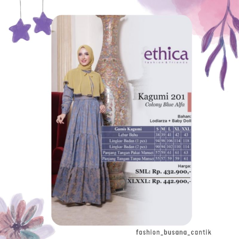 Baju Pesta Kagumi 200 by Ethica Baju Muslim Gamis / Dress Wanita Dewasa bahan Lodiarza & Babydoll