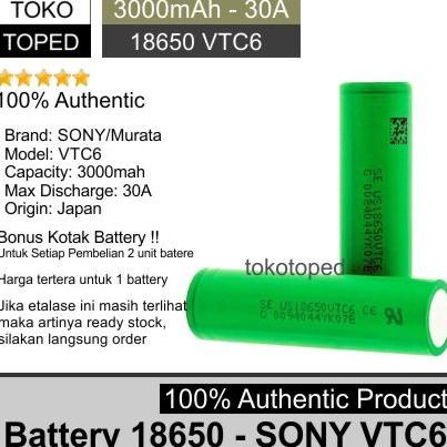 TERBARU Authentic Battery 18650 Sony VTC6 3000mAh 30A | original baterai vtc 6