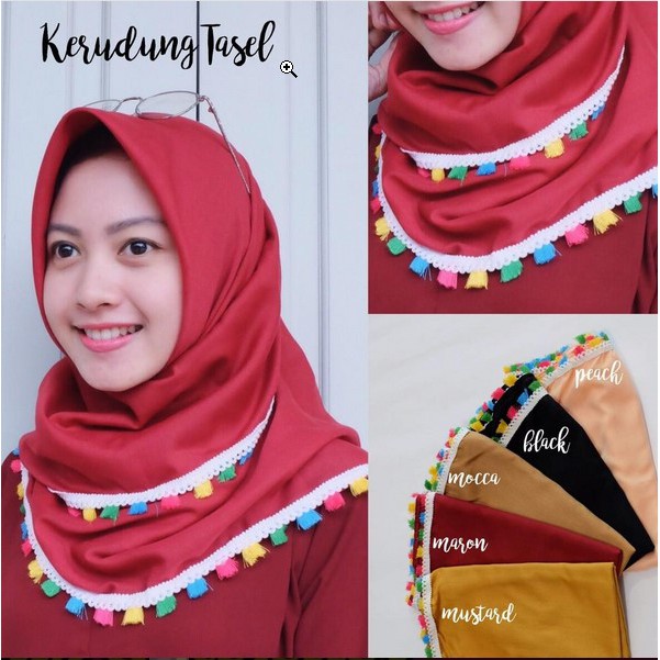 Jilbab Kerudung Hijab Segiempat TASSEL VALENCIA