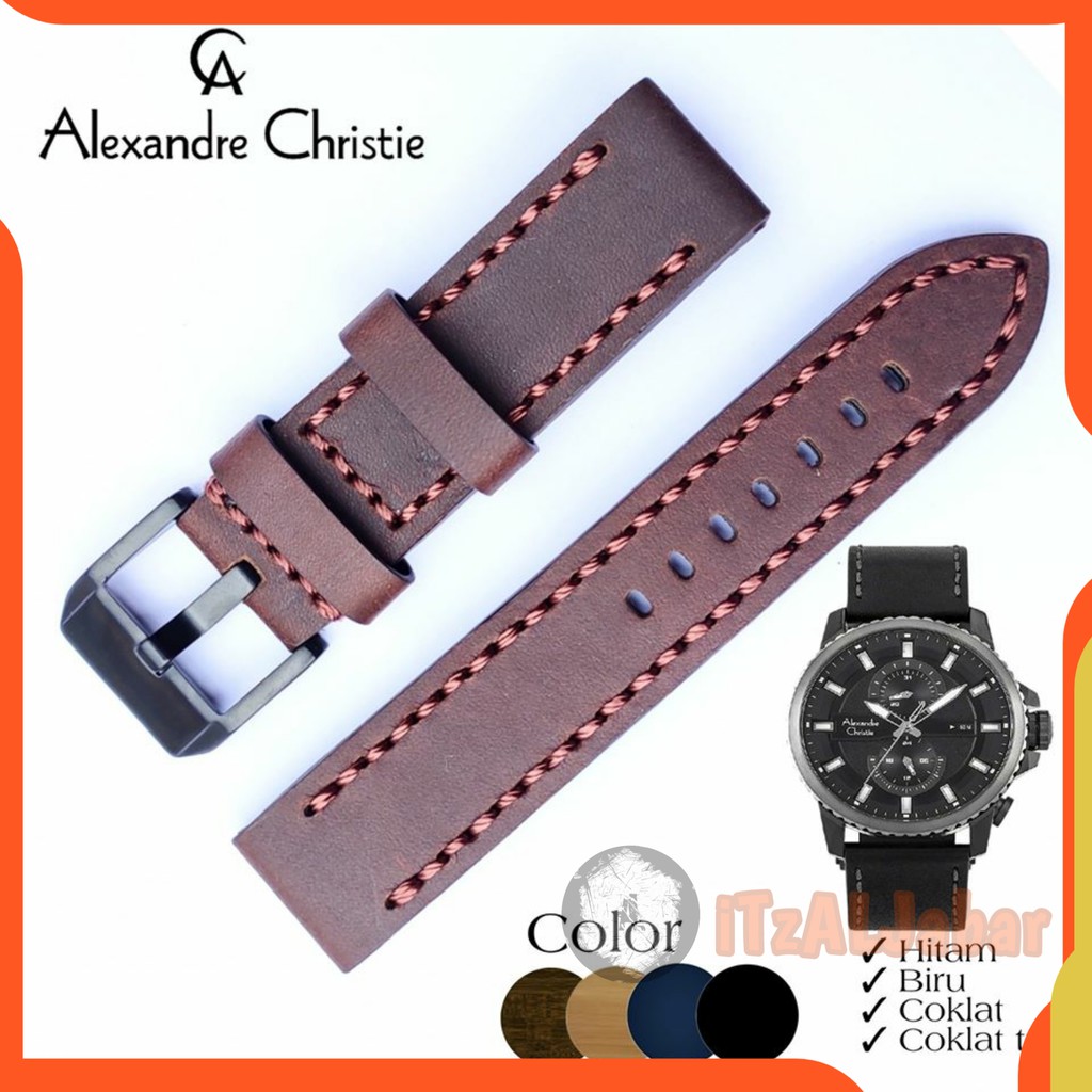 Tali jam tangan Alexandre christie 6507 kulit Asli Leather strap