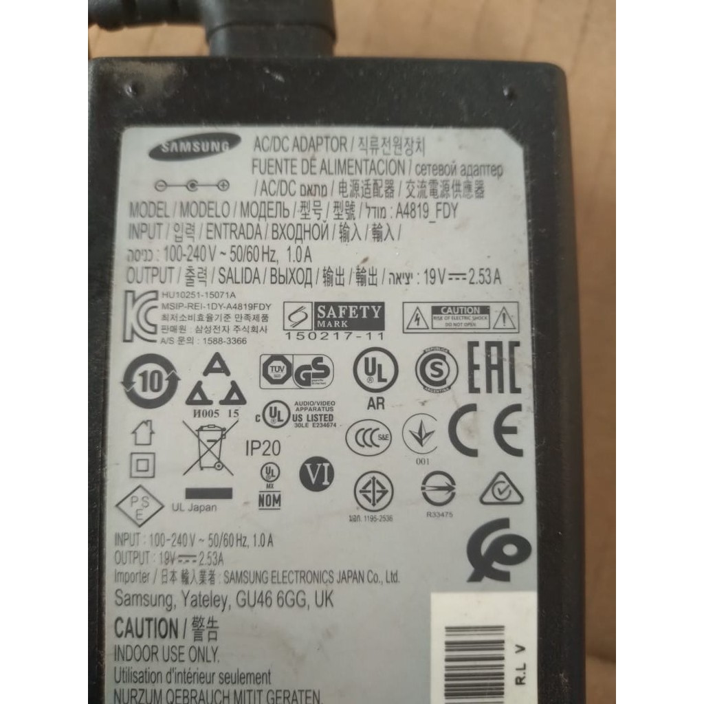 Adaptor TV LED LCD Samsung 32 inch Original  19V 2.53A 48W copotan UA32J4003