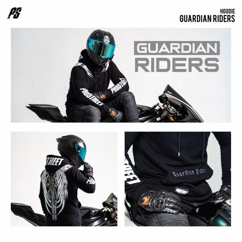 TURUN HARGA ! HOODIE PROSTREET GUARDIAN RIDERS NEW / HOODIE PRIA PROSTREET HITAM /  HOODIE RACING RIDERS  DISTRO PREMIUM QUALITY / HOODIE FLEECE SIZE M L XL / SWEATER SUNMORI PRIA