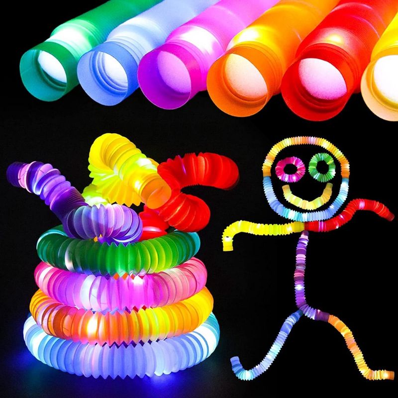 Pop Tube Mainan edukasi fidget Pop Tubes Sensory Toys Mainan Selang Anak Nyala Lampu Ukuran18 Cm