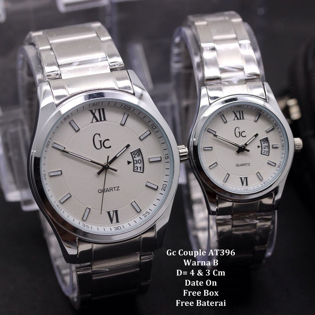 Jam tangan Pasangan / Couple Murah GC Sarbella Silver White Color +Box