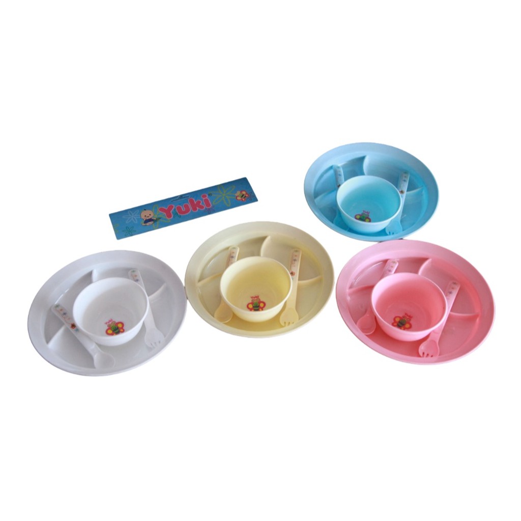 YUKI Set Alat Makan Bayi / Peralatan Makan Bayi - Piring + Sendok Garpu + Mangkok ( BPA Free )