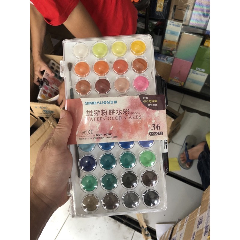 

simbalion water color cakes 36 plus kuas dan marker merek taiwan
