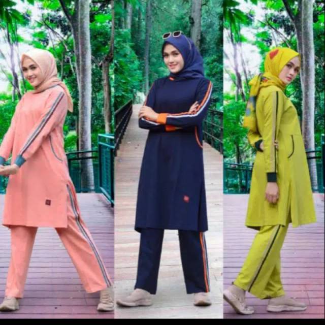 Baju setelan olahraga training muslimah sporty BMS 22 BELIEVE