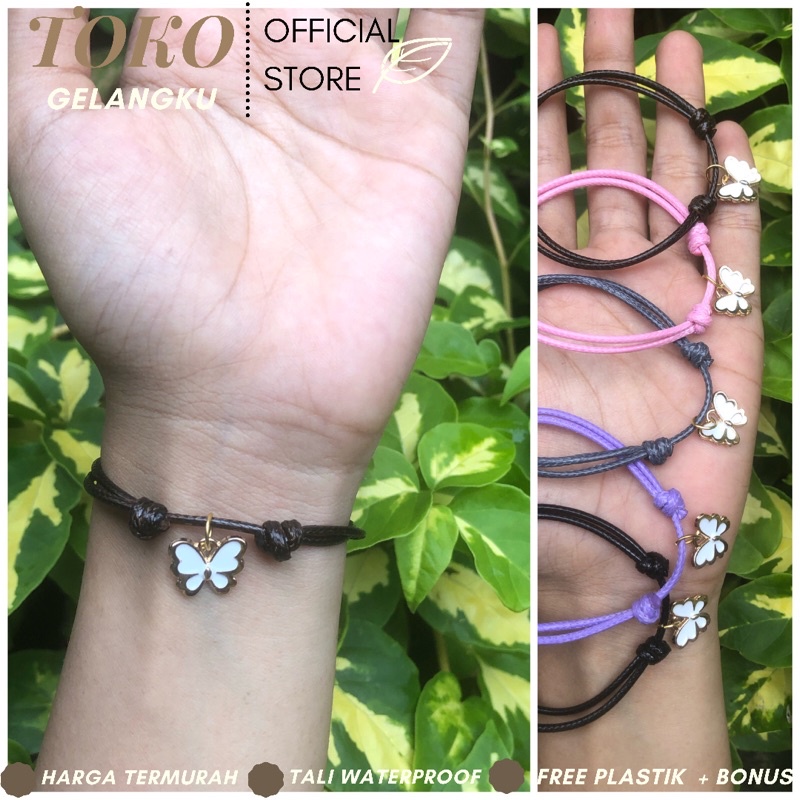 Gelang Karakter ( Kupu- kupu Putih ) / Gelang Viral Hits Kekinian / Gelang Tali Waterproof Premium Anti Air/ Gelang wanita pria untuk couple bareng Pacar atau Sahabat