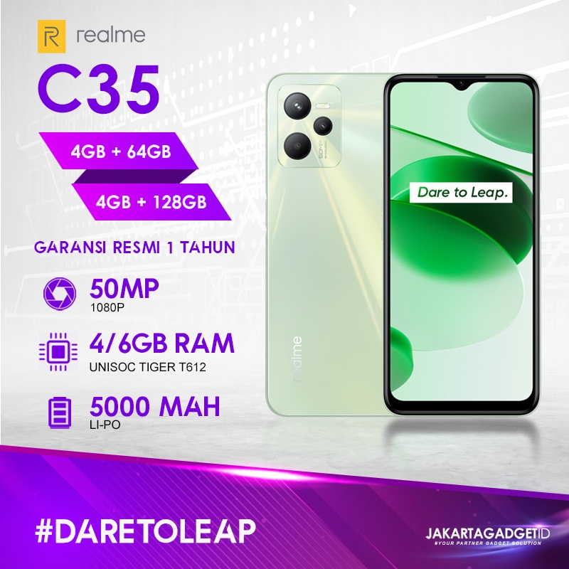 Realme C35 4GB+64GB / 4GB+128GB Garansi Resmi Realme 1 Tahun