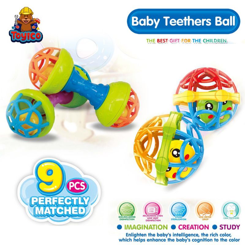 [Rumahbayipdg] Mainan bayi edukasi baby teether, kerincing rattle stik gigitan bayi BPA