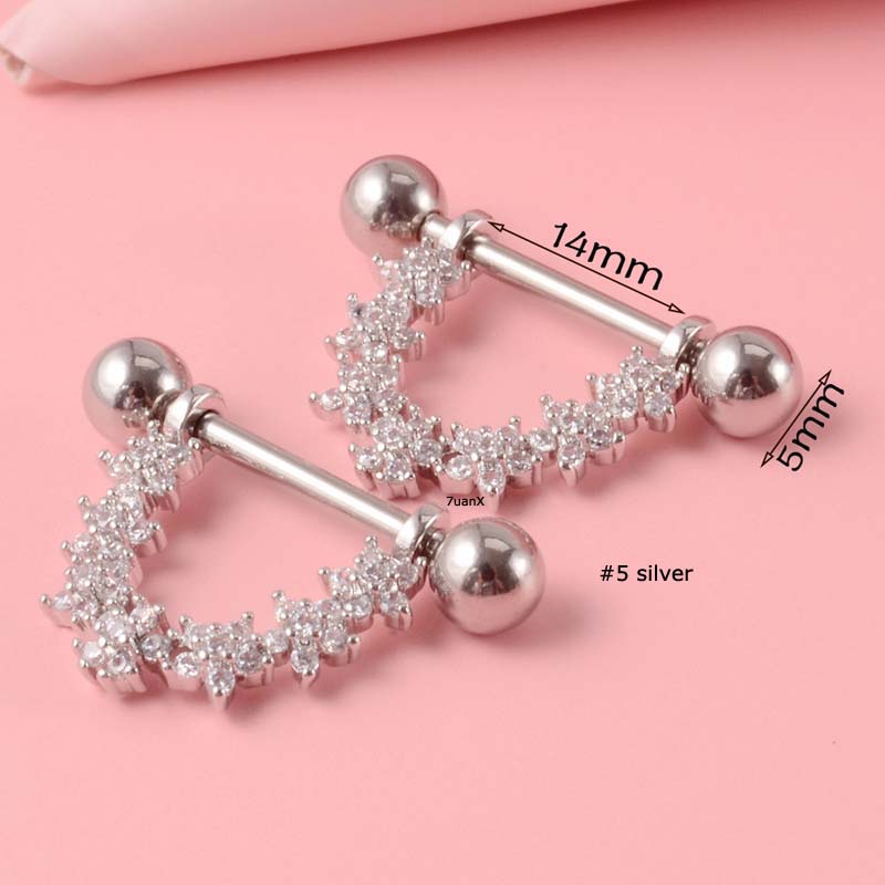 2 Piece 14Gauge Barbell Nipple Ring Body Piercing Jewelry