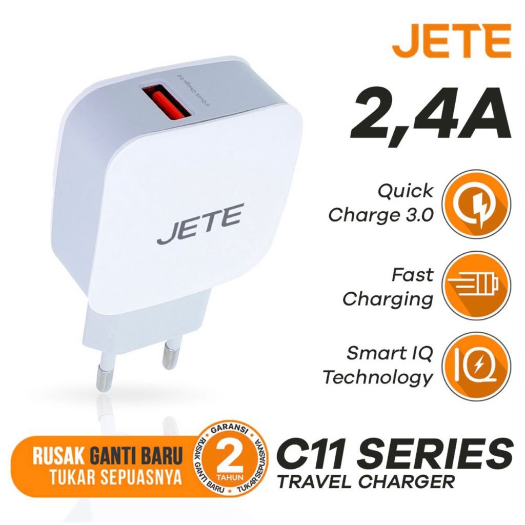 CHARGER FAST CHARGING JETE C11 SERIES MICRO TYPE C TIPE C QUALCOMM 3.0 ORIGINAL