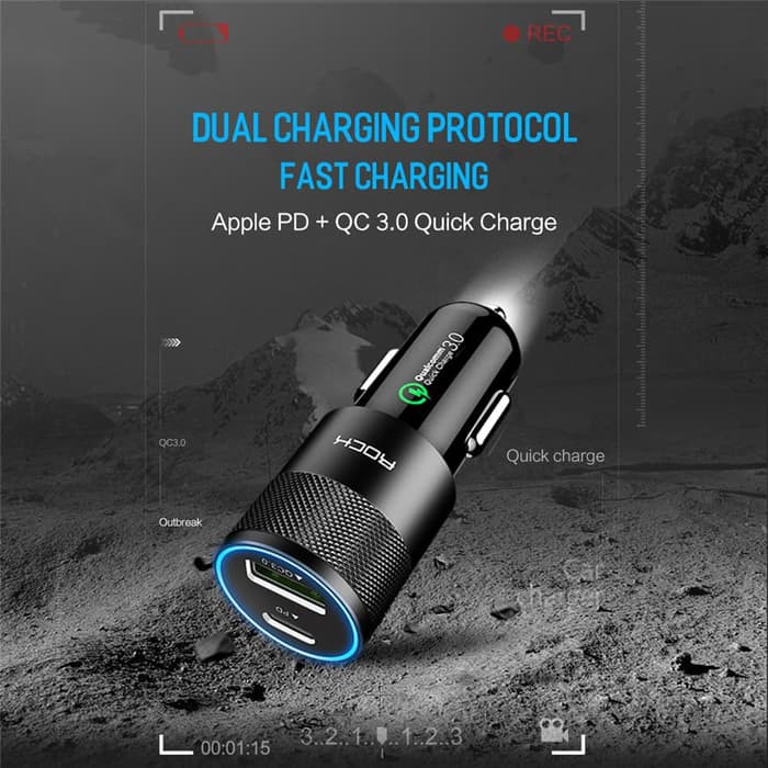 ROCK - H5 - PD - Quick Charge - QC 3.0 - Car Charger