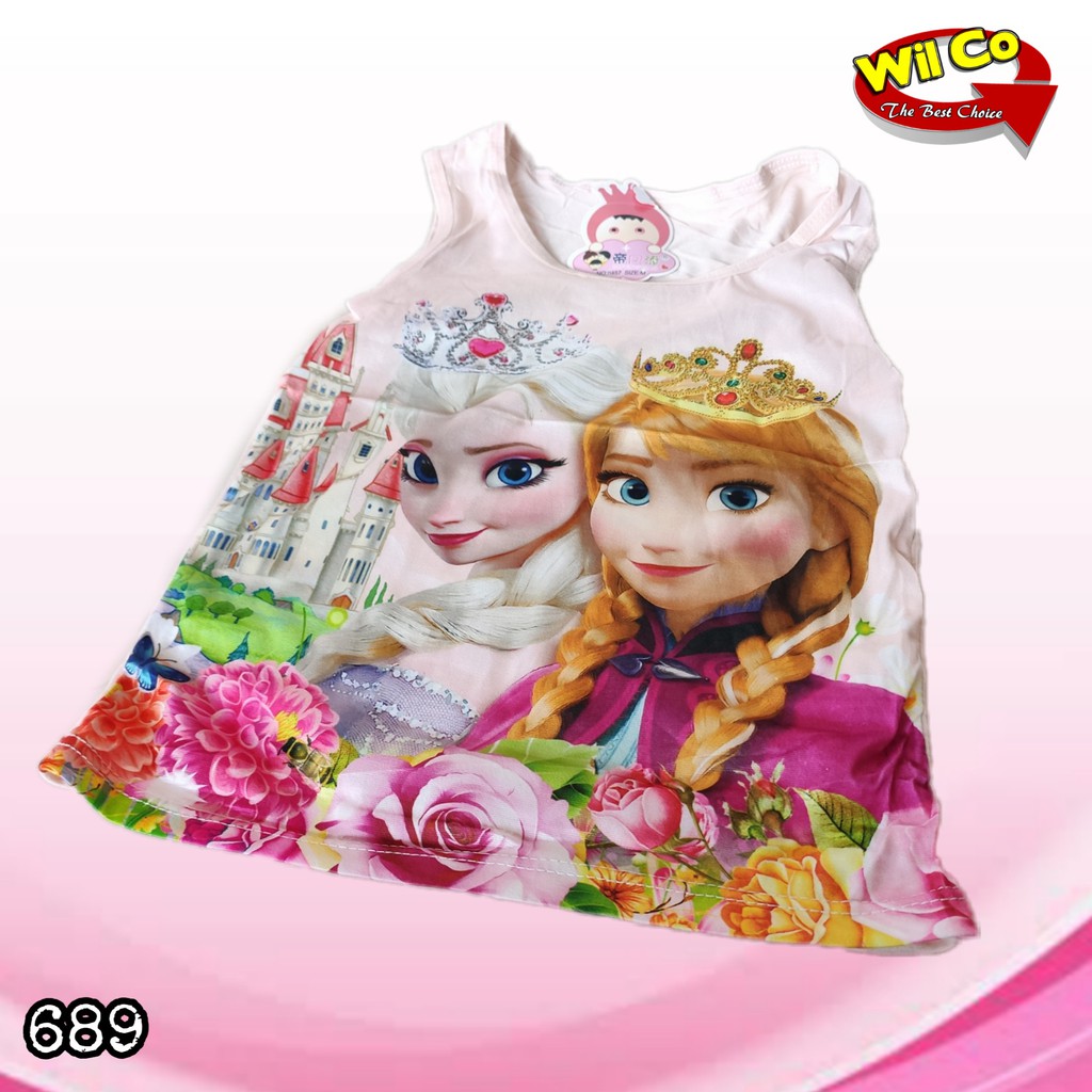 K689 - KAOS SINGLET TANKTOP ANAK WANITA MOTIF FROZEN SIZE S - XL HARGA PER 1 PCS