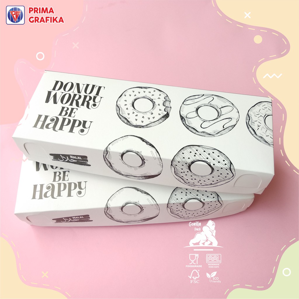 

Prima Grafika Box Donut Foodgrade (Muat 3 Donut Besar) - Box Donat / Dus Donat / Kardus Donat