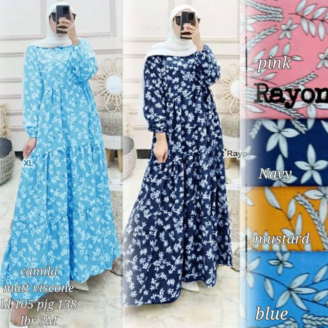 Camila dress rayon/gamis rayon busui