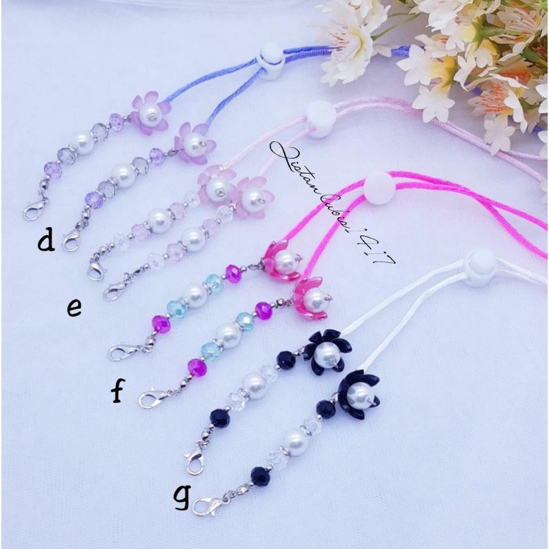 Strap mask mutiara kristal flower beli 10 free 2