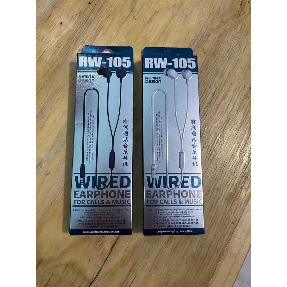 Remax Headset Wired Earphone with Microphone for Call &amp; Music RW-105