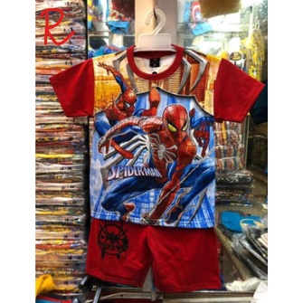 BAJU ANAK MOTIS SPIDERMAN BAJU SETELAN ANAK LAKI-LAKI KARAKTER/MOTIF SPIDERMAN USIA 0-10 TAHUN TERBARU DAN TERLARIS