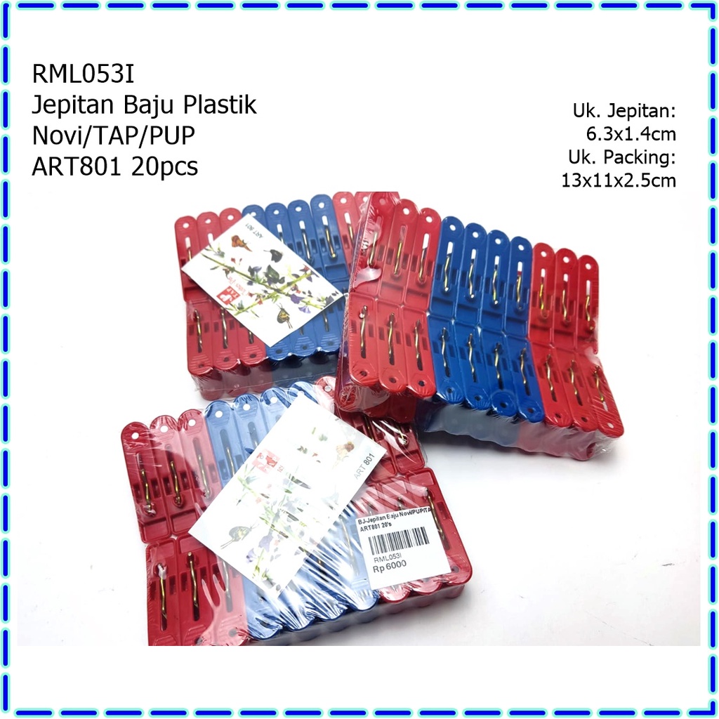RML053I  Jepit Baju Plastik Novi/TAP/PUP  ART801 Isi 20pcs