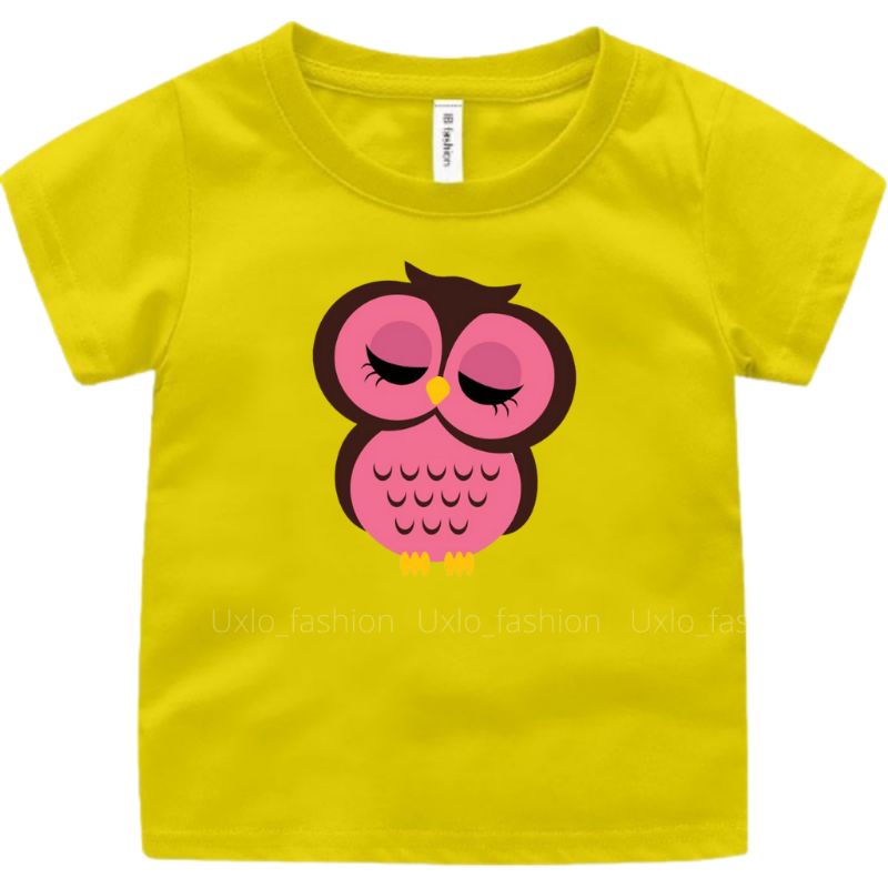 Baju Kaos Anak Perempuan Murah Motif Owls Sablon Digital Umur 2 3 4 5 6 7 8 9 Tahun Uxlo Fashion