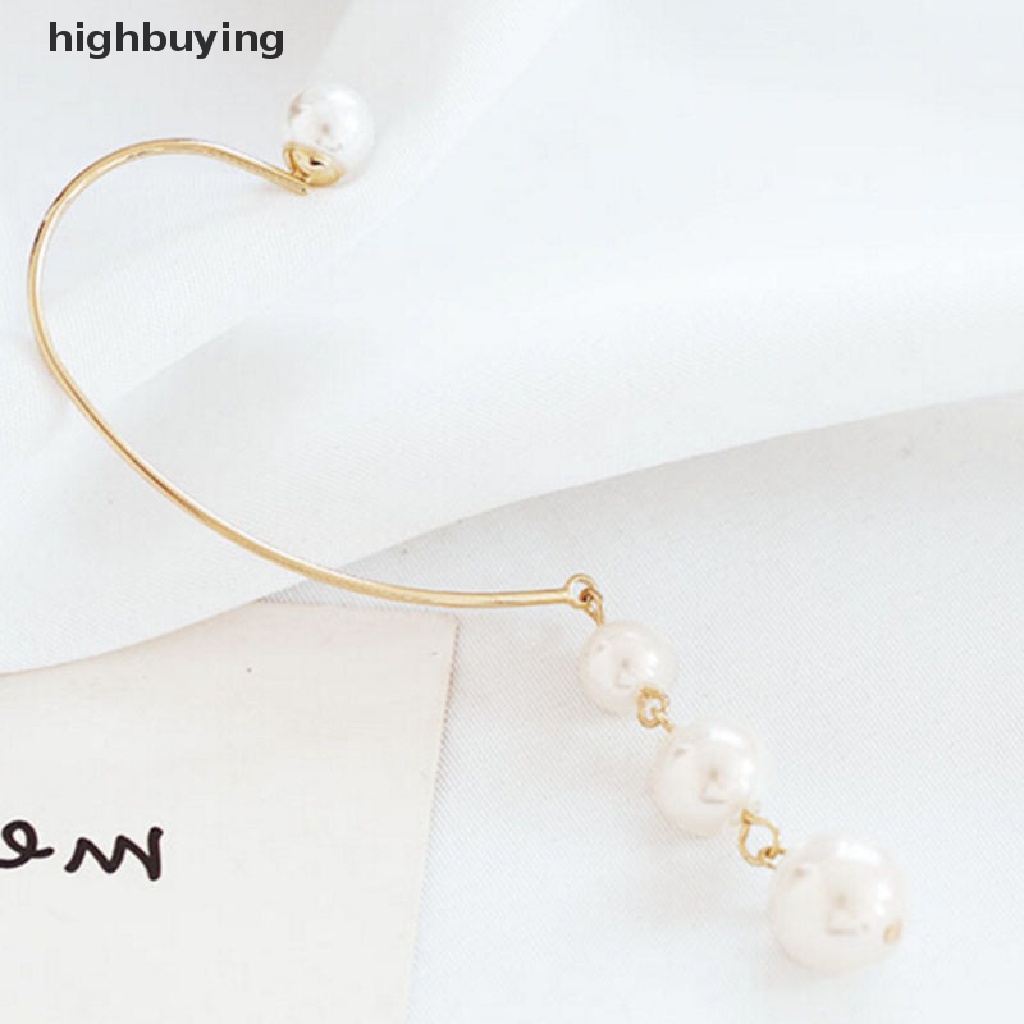 Hbid Anting Tusuk Bentuk Bunga Aksen Mutiara + Kristal Imitasi Warna Gold Untuk Wanita