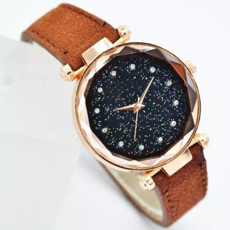 (SS) Jam Tangan Wanita Analog Bulat Diyoor Kulit Diamond Full Color