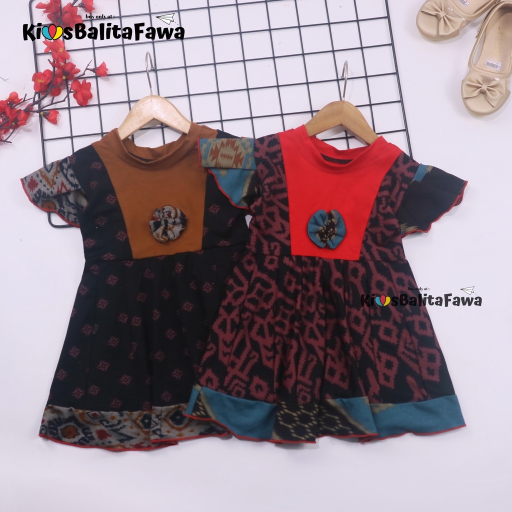 (BATIK) Dress Tania uk 6-18 Bulan / Dres Anak Bayi Perempuan Lengan Pendek Gaun Pesta Import Baby