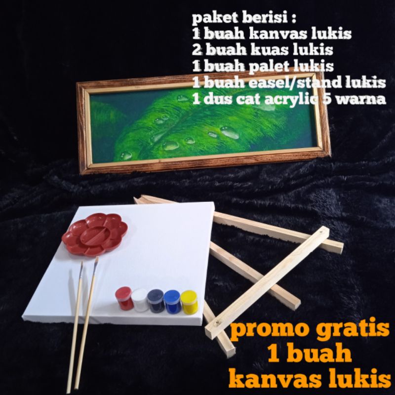 paket melukis aman untuk anak termurah kanvas lukis kuas cat acrylic paket easel