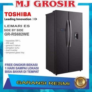 KULKAS TOSHIBA GR-RS682WE LEMARI ES 2 PINTU GR RS 682 WE SIDE BY SIDE