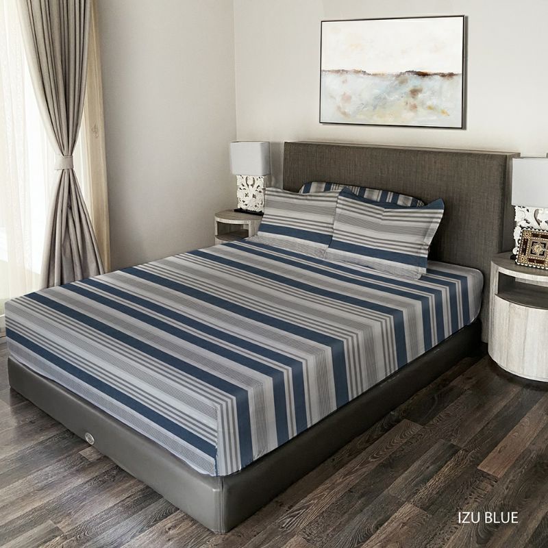 King Rabbit Sprei Single & Sarung Bantal Guling Motif Bambu Izu Blue