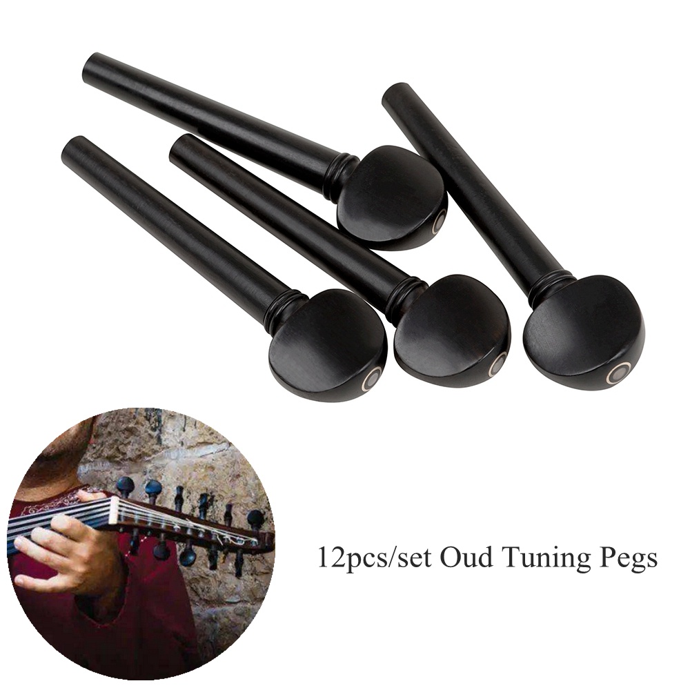 12pcs / set Tuning Peg Oud Ebony String Pengganti Untuk Aksesoris Alat Musik