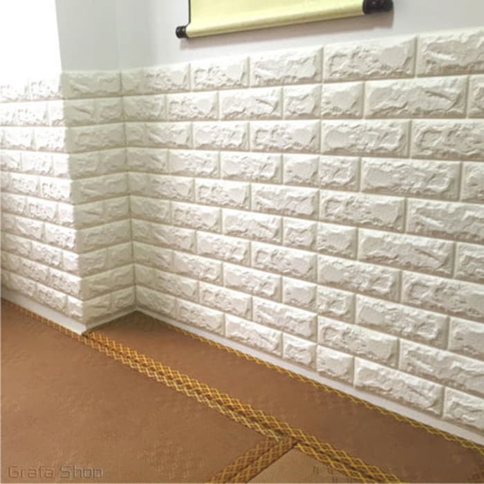 PROMO Wallpaper Dinding FOAM Timbul 3D Bata CLASSIC BRICK 70 x 38 cm  Wallpaper Dinding FOAM Timbul 3D Motif Bata Putih Wallpaper dinding 3D kamar tidur wallpaper Foam Motif Batu Bata Dekorasi kamar Stiker Dinding for Bedroom