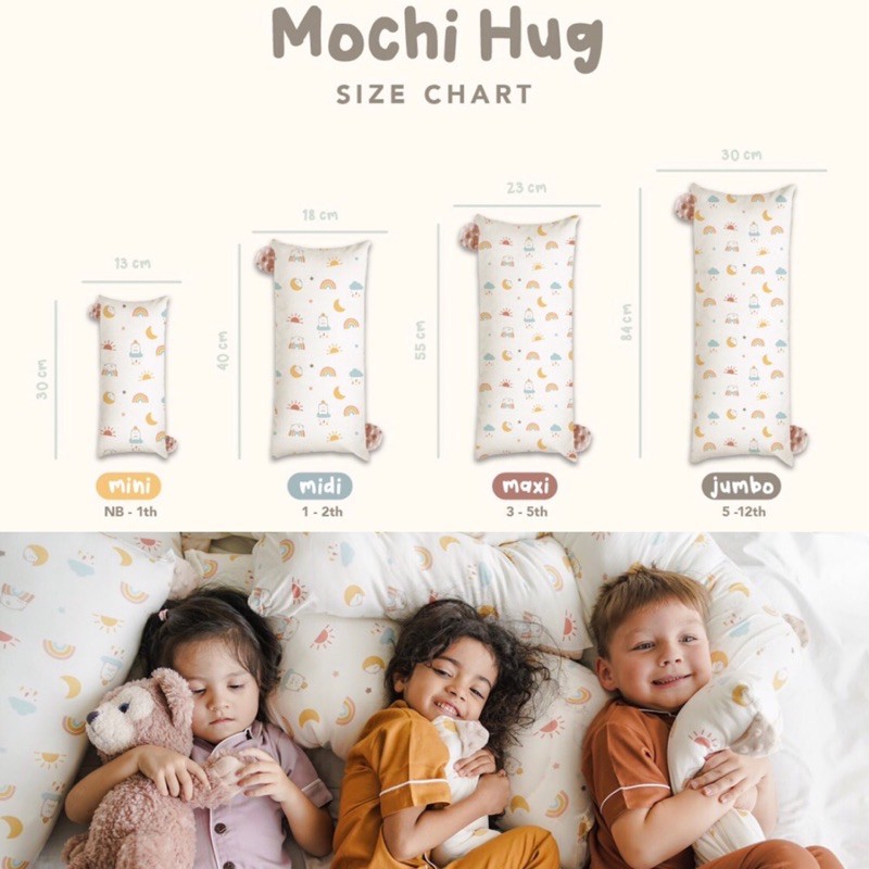 Mooi Mochi Hug Bantal Guling Anak Tencel-Buddy Pillow Bolster Kids Baby