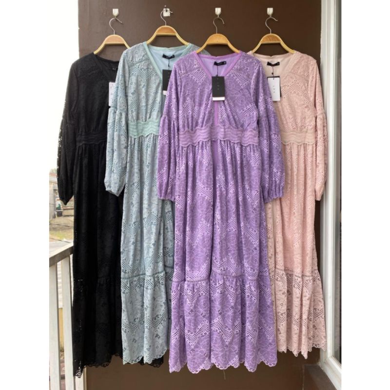 laras maxi, gamis brukat import, dress premium bangkok, maxi bkk, dress kondangan