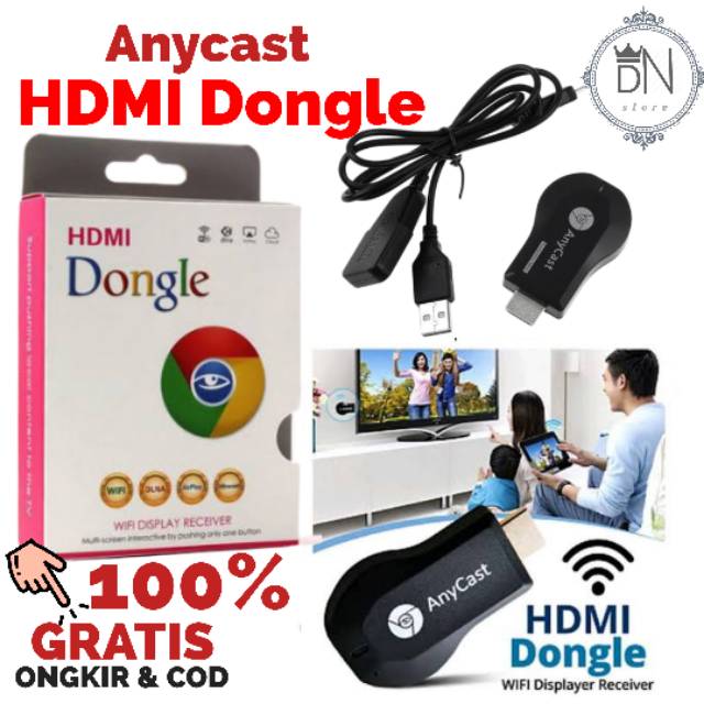 Anycast M2plus DLNA Miracast HDMI Streaming Media Player -Anycast Hdmi Dongle Original asli murah