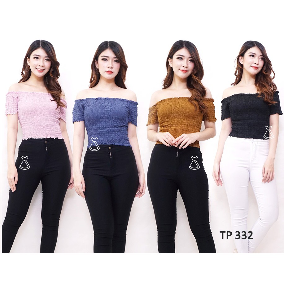 TP332 - BAJU WANITA ATASAN SABRINA BASIC CATTON IMPORT MURAH