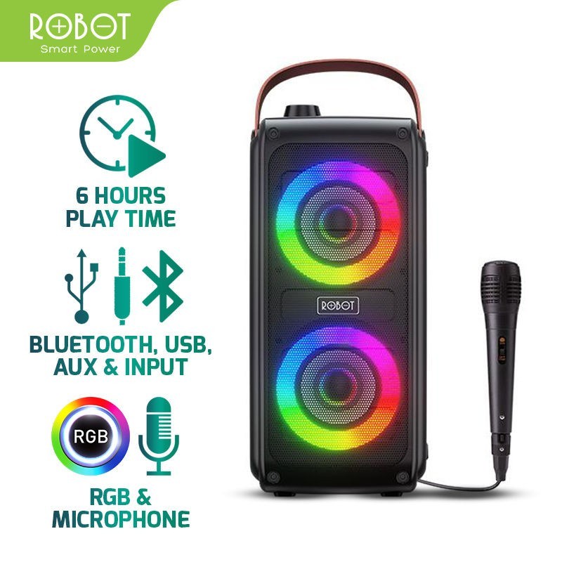 Speaker Bluetooth 5.0 Robot RB490 Portable Karaoke with Microphone