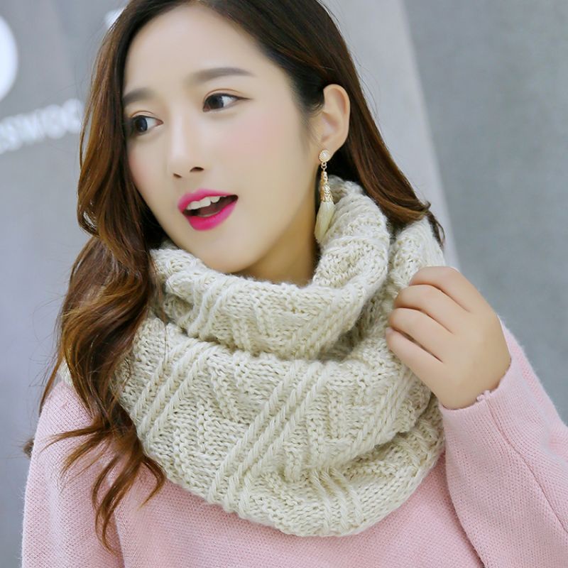 SCARF SYAL WANITA WINTER MUSIM DINGIN  IMPORT READY STOCK-Cream motif